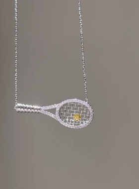 老钱风网球拍吊坠项链