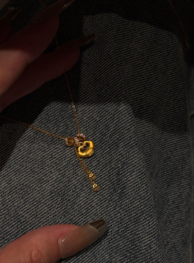 新中式金色小祥云跑环项链女轻奢高级感精致锁骨链百搭秋冬毛衣链