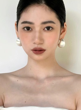 银色拉丝水滴耳钉女2026新爆款