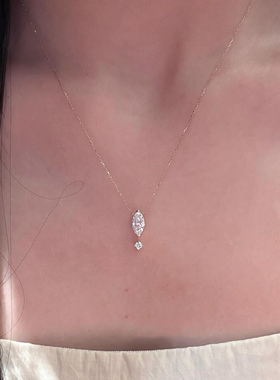 S925纯银莫桑马眼悬浮闪钻细款