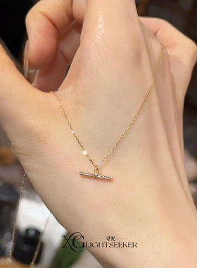 爆闪平衡木满钻项链气质锁骨链