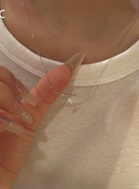 清冷感超闪一字极细吊坠项链