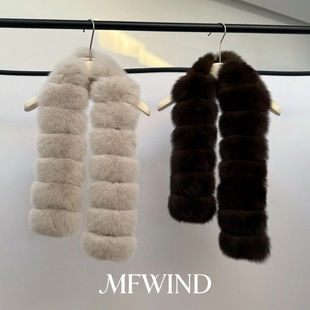 千金感！菜花同款仿狐狸毛毛绒围巾冬季保暖防寒长款围脖护颈披肩