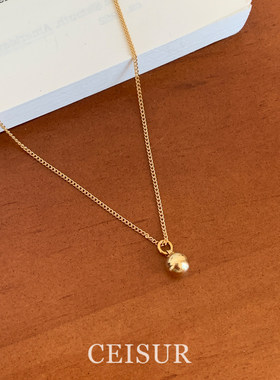 金色复古拉丝小圆球项链女