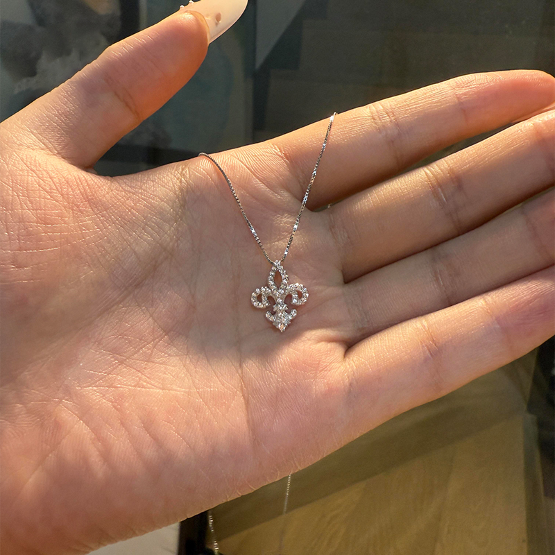 满钻鸢尾花吊坠项链秋冬毛衣链