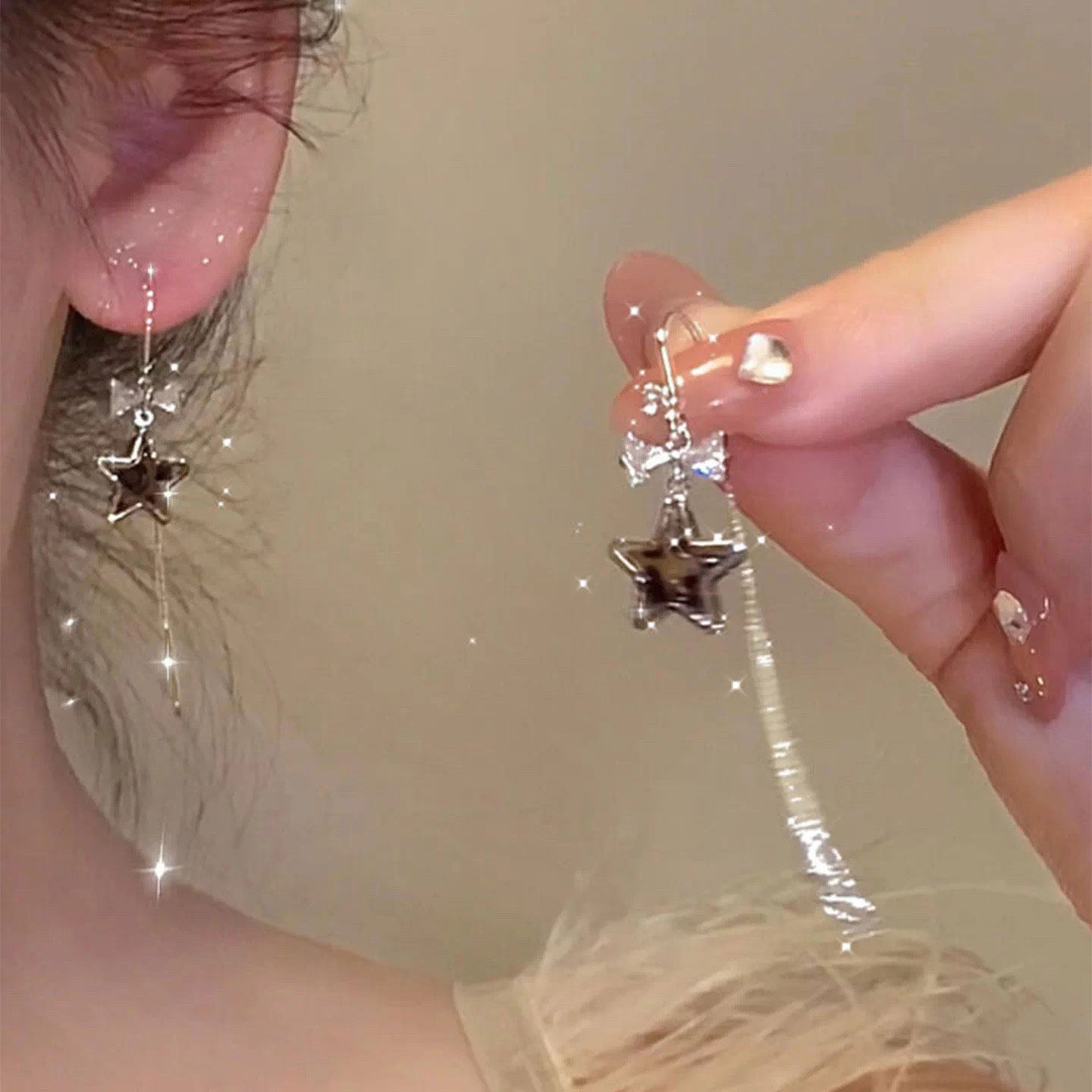 豹纹星星蝴蝶结耳钩女款轻奢小众高级感秋冬耳钉气质耳环百搭耳饰