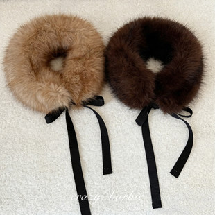 升级款!宅女仿水貂毛皮草毛领围脖冬季保暖防寒系带围巾领饰领巾