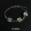 2025新款 S925纯银绿色四叶草手链女款 轻奢小众精致手饰高级手串女