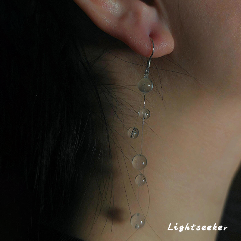 仿白水晶隐形鱼线流苏耳环2025新爆款高级感小众气质长款绝美耳饰,饰品/流行首饰/时尚饰品新,耳钉,淘宝优惠券,粉丝福利购,淘宝优惠卷