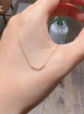 超闪排钻微笑金色项链