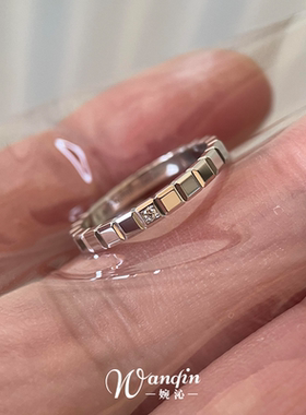 清冷感银色小方块素圈戒指