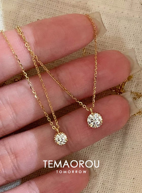 日系轻奢金色min闪钻项链女