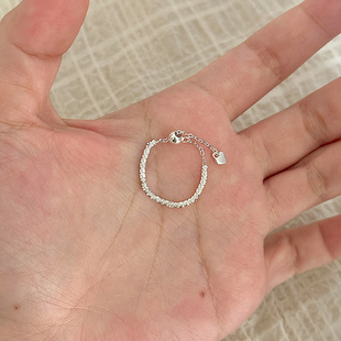 爆闪满天星鳞片戒指女秋冬新款轻奢小众高级感抽拉食指戒百搭指环