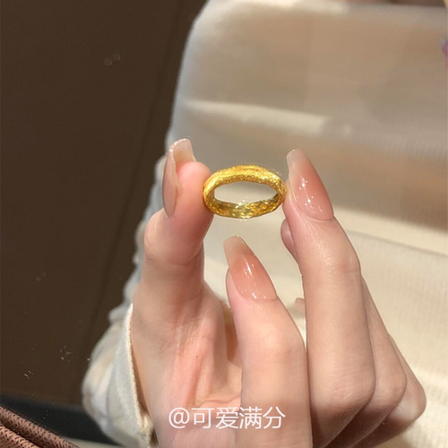 金色拉丝素圈戒指女小众设计简约