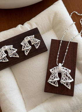 法式复古蕾丝镂空蝴蝶结编织项链