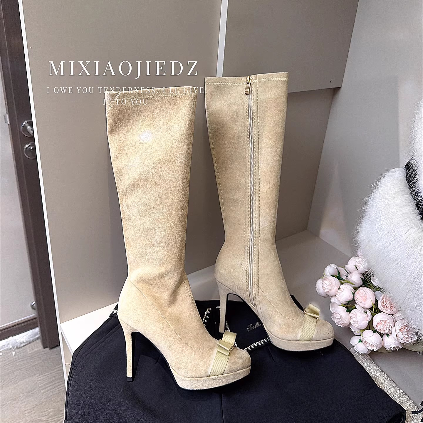 2025新款气质高跟短靴圆头时装靴