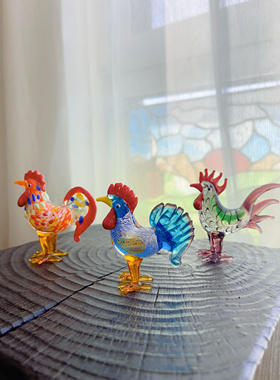 现代轻奢手作琉璃公鸡摆件高级感家居艺术摆件酒店样板间装饰生肖