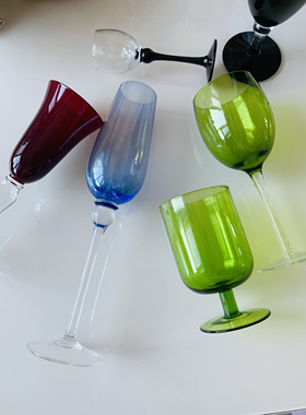 瑕疵处理外贸出口原色中古欧式复古玻璃高脚红酒香槟杯子婚礼聚会