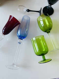 瑕疵处理外贸出口原色中古欧式 复古玻璃高脚红酒香槟杯子婚礼聚会