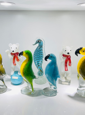 动物装饰摆件外贸出口手工鸟熊海马鹦鹉样板间装饰孤品样品