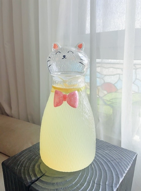 可爱猫咪玻璃凉水壶冷水壶凉白开水壶大容量耐高温手工煮茶泡茶壶