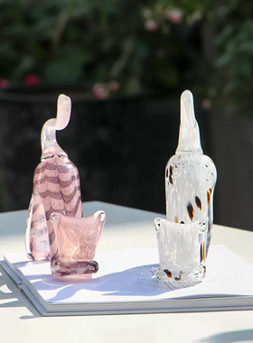 北欧艺术琉璃小花猫轻奢装饰客厅创意猫个性酒柜玄关桌面大气摆件