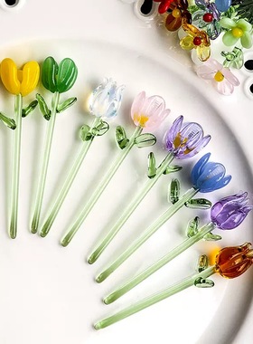 日式手工mini玻璃小花摆件琉璃花束仿真清新插花装饰玻璃花瓶摆件