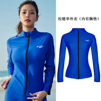 Diving suit, women's zipper top, two-piece quick-drying long-sleeved swimsuit, surfing snorkeling sun-protective suit, jellyfish coat thumbnail 3