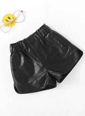 女童皮短裤外穿秋冬2020新款pu
