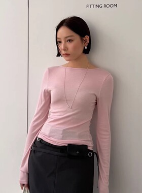 L少女 waitmore多色入 U领两面穿打底衫女韩系天丝长袖T恤508126