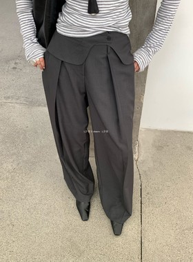 L少女 裤型hin赞~超级显瘦！层次感直筒西装裤女垂感休闲裤600725