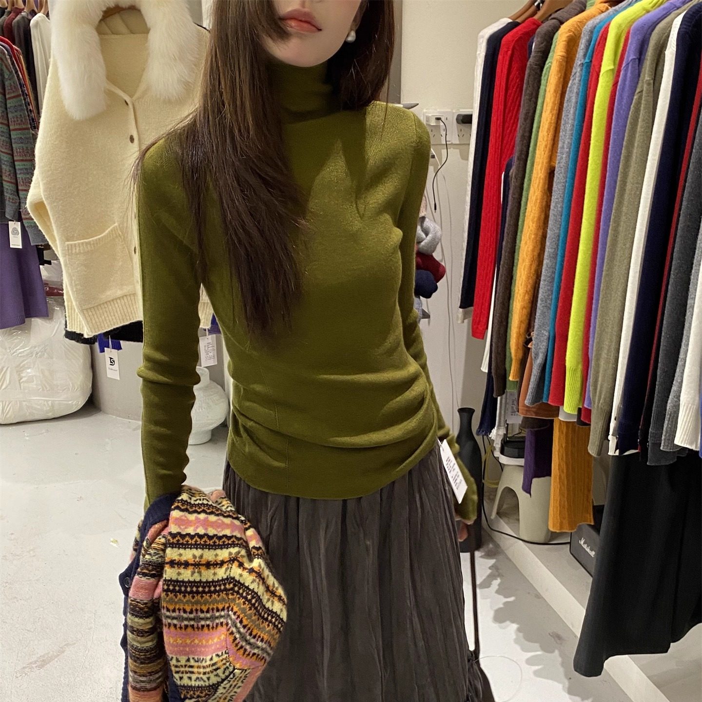 L少女 Doubleseven半高领针织羊毛打底衫女软糯修身显瘦百搭内搭,女装/女士精品,毛针织衫,淘宝优惠券,粉丝福利购,淘宝优惠卷