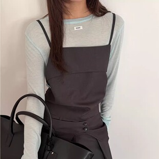 502026 小众气质叠穿上衣 L少女 waitmore设计感交叉吊带背心女
