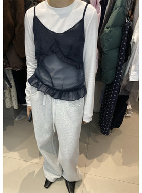 L少女 Tessbrii个性穿搭背后透视轻透薄款叠穿木耳边吊带背心女