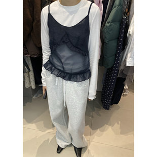 L少女 Tessbrii个性穿搭背后透视轻透薄款叠穿木耳边吊带背心女