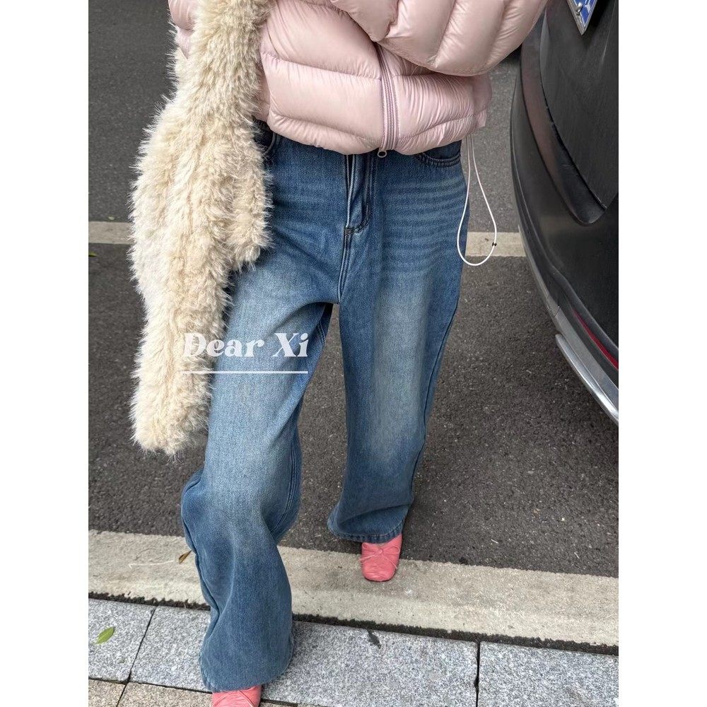 L少女 DEAR.XI 韩系慵懒感！气质复古宽松阔腿百搭牛仔裤长裤8903,女装/女士精品,牛仔裤,淘宝优惠券,粉丝福利购,淘宝优惠卷