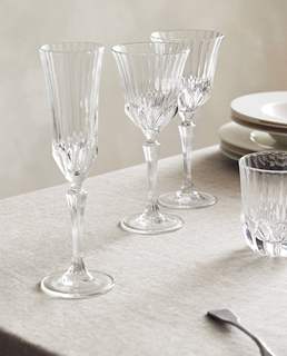 Zara Home代购现货复古雕刻晶体玻璃红白葡萄酒杯香槟杯422354099