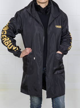 加绒秋冬双头拉链罩衣大人男女长袖工作服围裙防水防油成人厨房