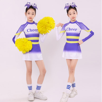 新款啦啦操竞技比赛服装儿童啦啦队演出服幼儿团体健美操表演服装