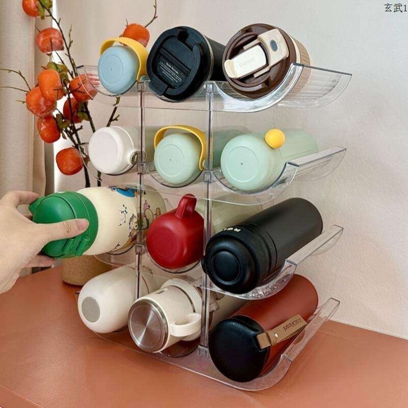 家用水杯收纳层架杯子红酒桌面防尘置物架可叠加透明茶杯保温杯放
