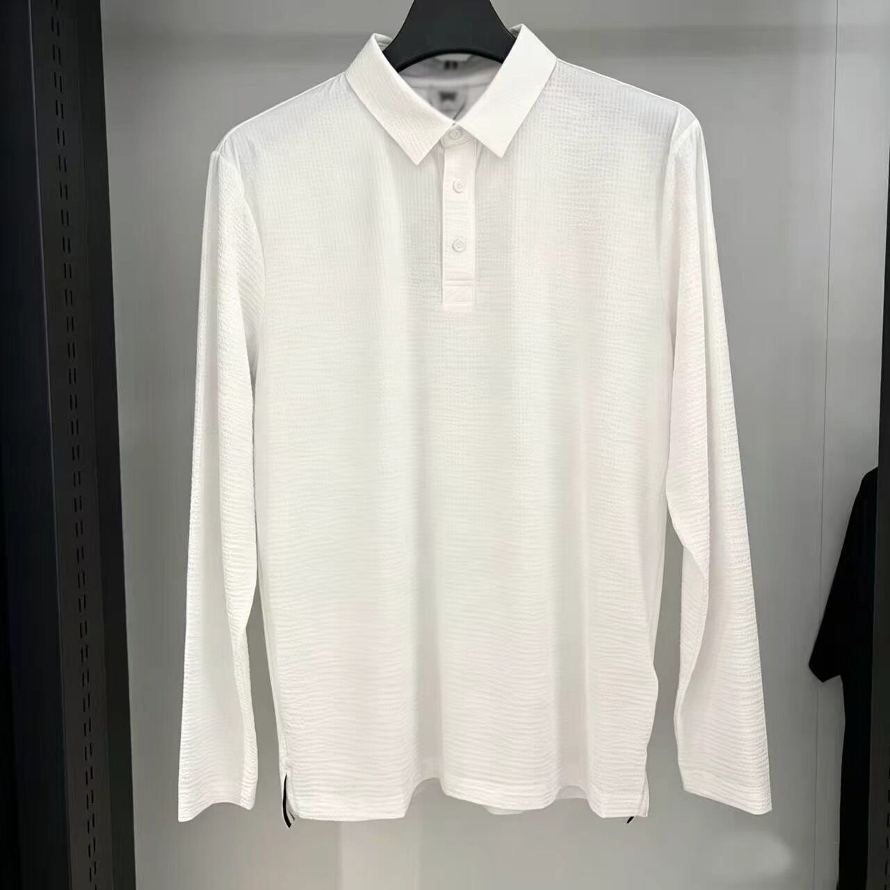 韩版高尔夫上装商务风翻领POLO衫男长袖白色休闲T恤百搭上衣