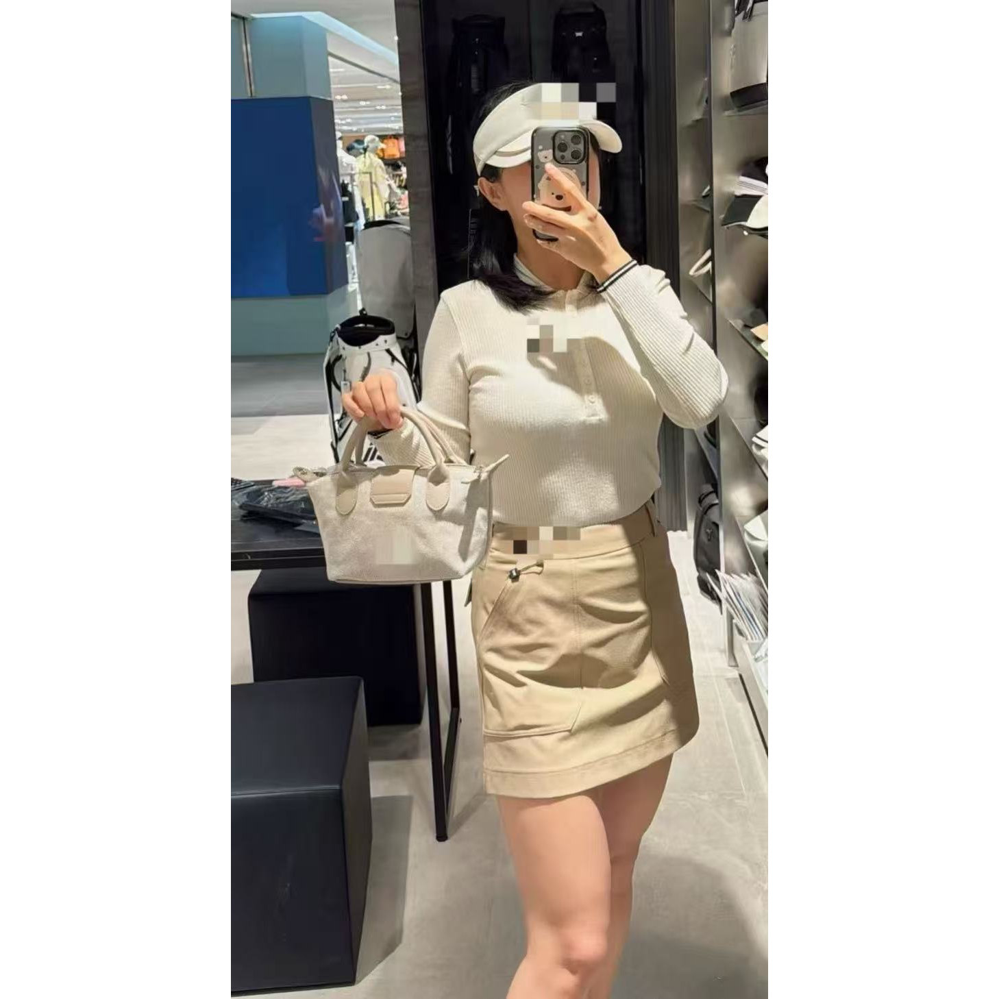 日韩原单高尔夫女装翻领拼色长袖针织毛衣柔软高弹力golf运动上衣