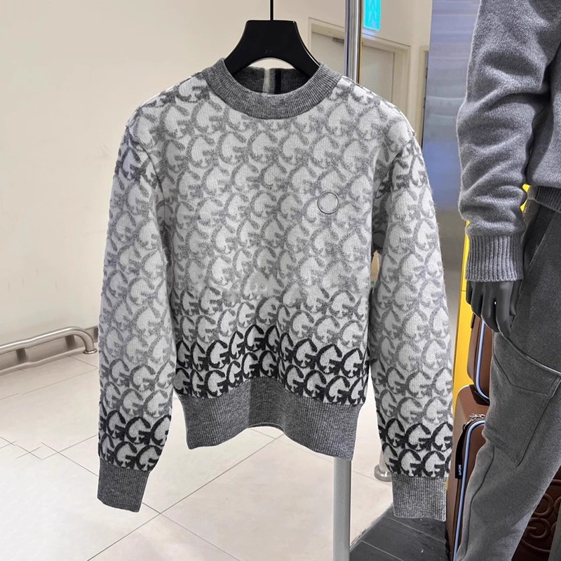 25韩国高尔夫女士复古圆领针织衫宽松套头毛衣慵懒潮流golf毛衣