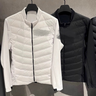 韩国高尔夫男士秋冬新款立领拼接轻质羽绒轻薄羽绒服黑白长袖外套