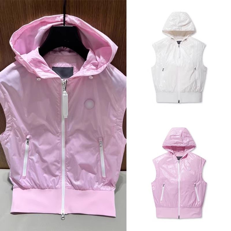 韩系高尔夫女士连帽纯色拉链无袖马甲运动修身显瘦舒适golf背心