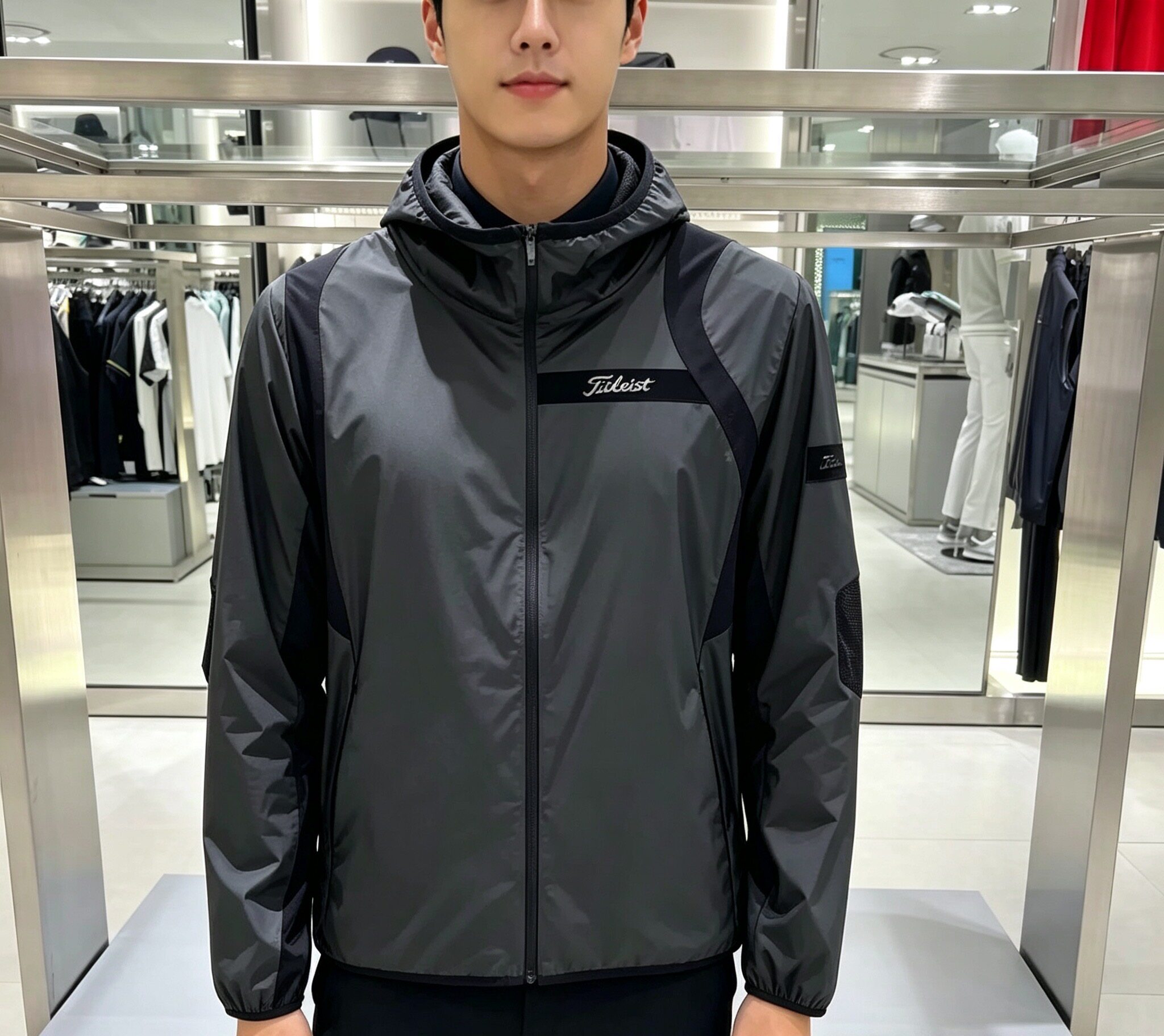 春夏款高尔夫男士连帽拉链防风户外休闲运动时尚夹克风衣外套长袖