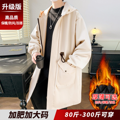 中长款连帽棉衣外套男冬季加厚