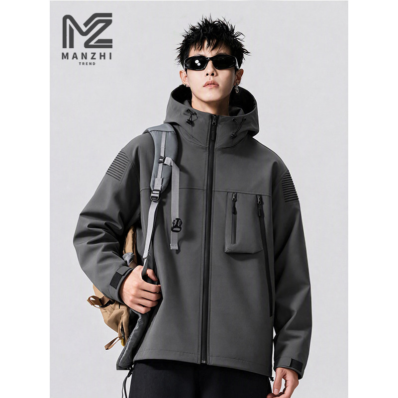 三合一羽绒服冲锋衣外套男款2026新款工装夹克胖子宽松300斤男装