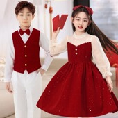 儿童合唱演出服中小学生元 旦大合唱团朗诵主持礼服男女童表演服装