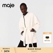 末7折Maje2025秋冬新款 女装 法式 季 时尚 围巾领收腰毛呢大衣外套